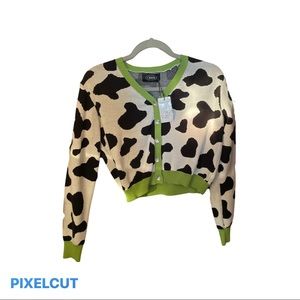 CIDER COW PRINT SWEATER CARDIGAN